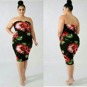 Plus size floral tube dress